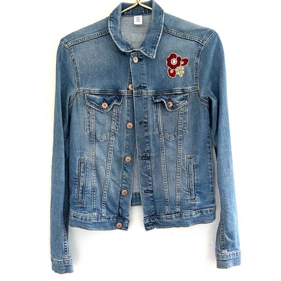 &Denim re-done Boho Jean Jacket size 8 unique blue - Picture 2 of 9